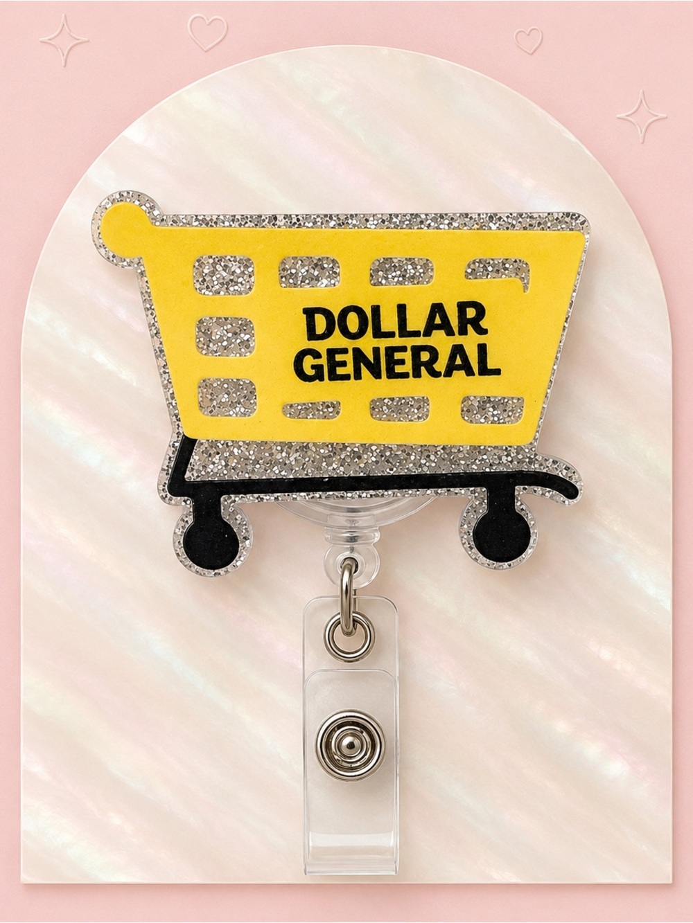 Yellow Shopping Cart Badge Reel - Branded Retractable ID Holder